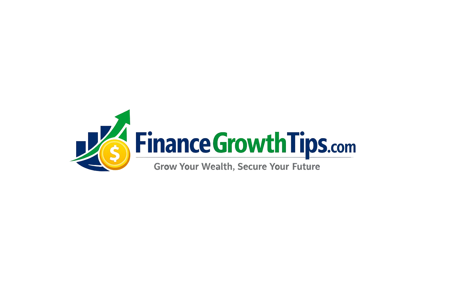 FinanceGrowthTips.com logo featuring a green growth arrow, bar chart, and gold coin symbolizing financial growth and wealth building.